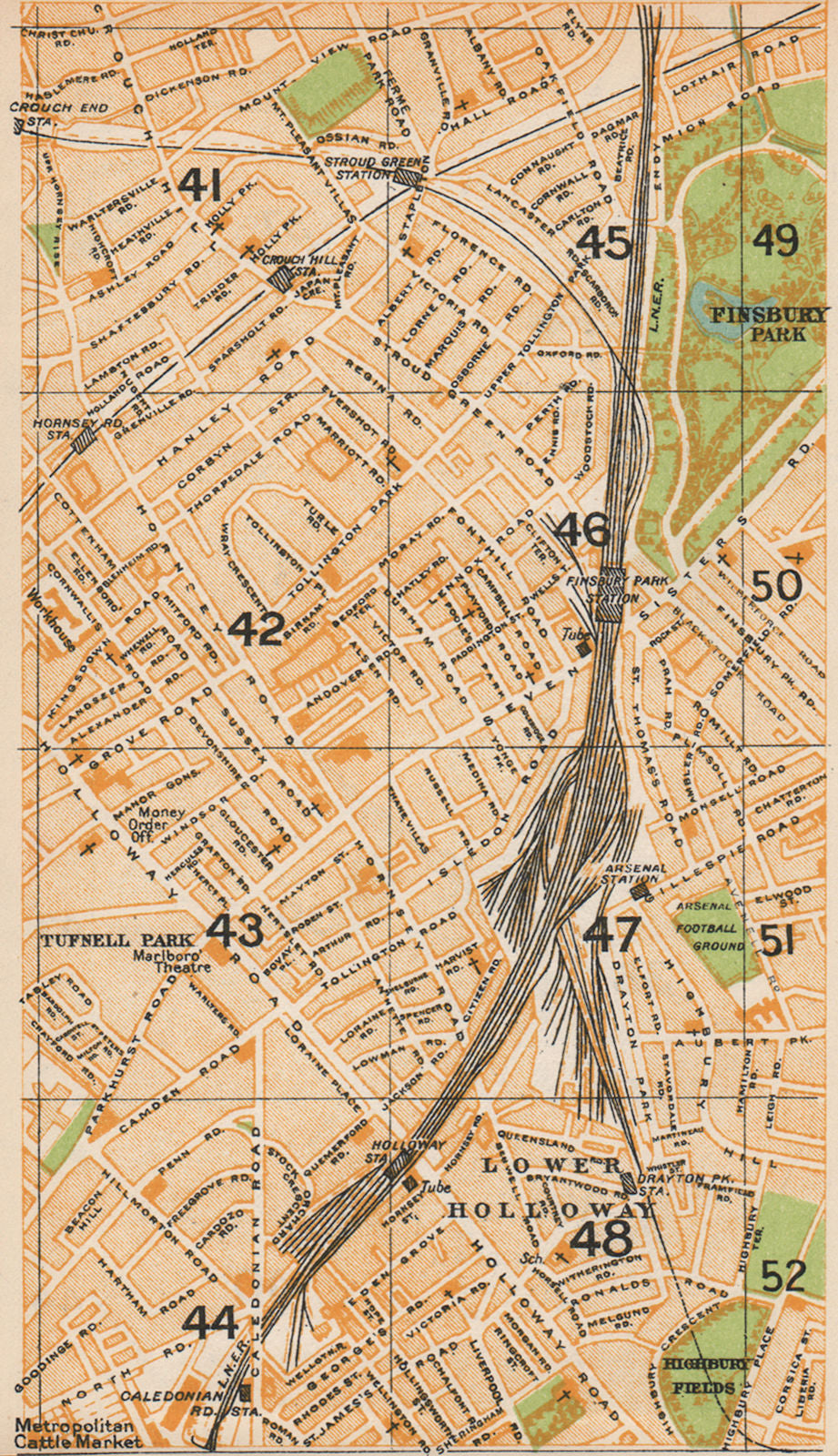 LONDON N. Finsbury/Tufnell Park Holloway/Gillespie/Caledonian Road 1935 map